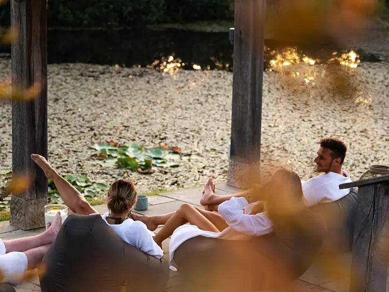 outdoor rustic spa lakeside
